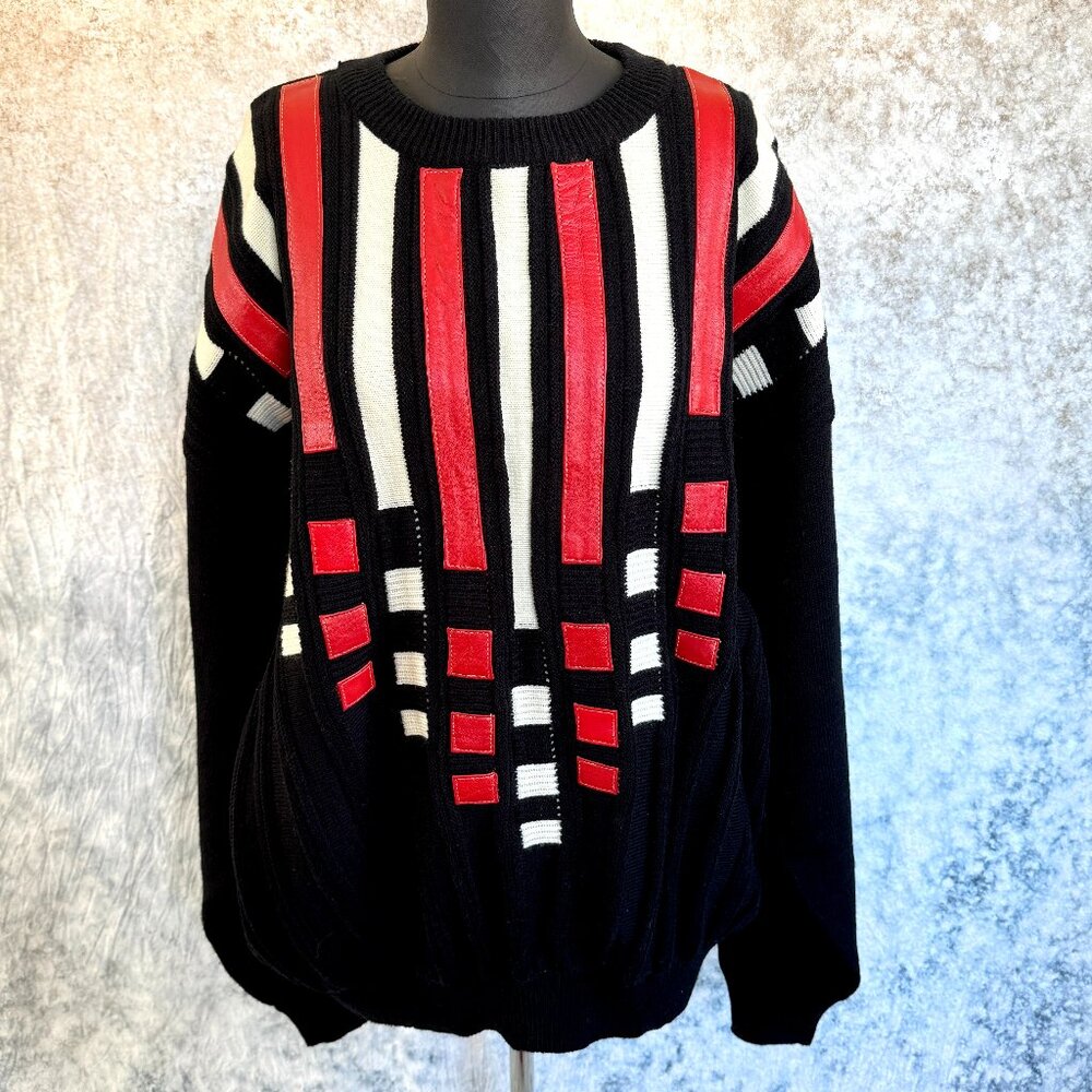 Vintage 80's Bagazio Sweater with Leather Details XL